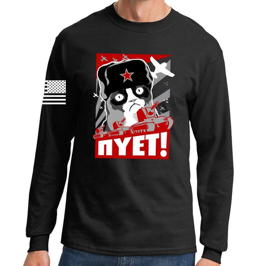 NIET Grumpy Russian Cat Long Sleeve T-shirt