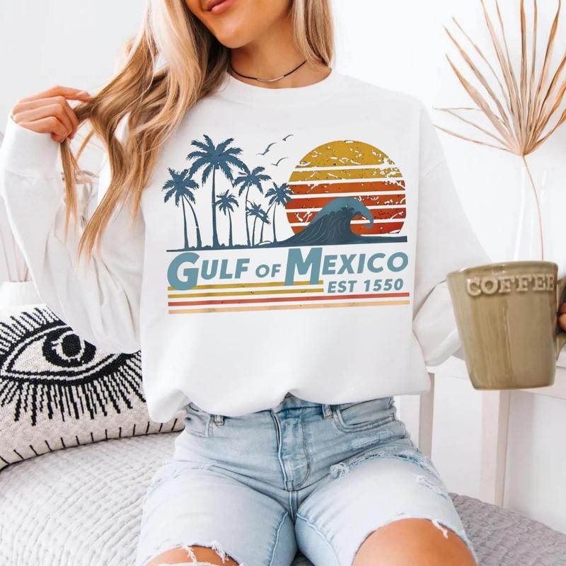 Gulf of Mexico Shirt Gulf Retro Coast Shirt Texas Alabama Mississippi Florida Beach Crewneck Mexico Gift for MexicoLover Gulf of Mexico Gift