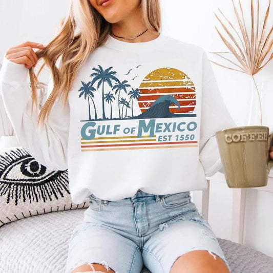 Gulf of Mexico Shirt Gulf Retro Coast Shirt Texas Alabama Mississippi Florida Beach Crewneck Mexico Gift for MexicoLover Gulf of Mexico Gift