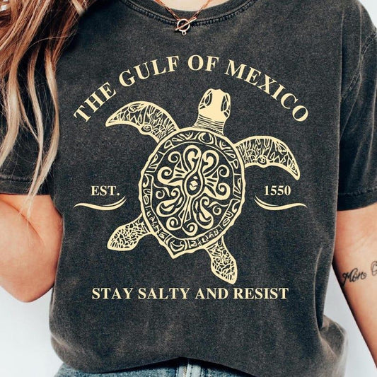 Gulf of Mexico Stay Salty Resistance Tshirt, Mexico Beach Shirt, Texas Alabama Florida Beach T-Shirt, Anti Trumpp, Subtle Political Shirt
