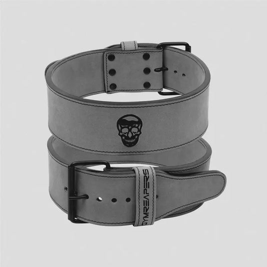 Gymreapers 10mm Single Prong Weightlifting Belt - Gray Leather Belt for Serious Weightlifting and Strength Training