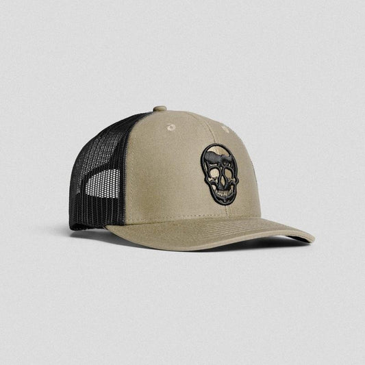 Gymreapers Embroidered Trucker Hat with Custom Fit and Breathable Mesh - Tan