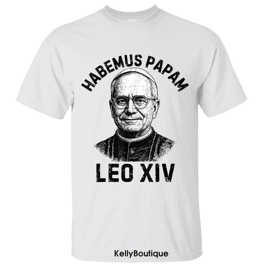 Habemus Papam Pope Leo XIV T-shirt, 267th Pope Leo XIV T-shirt, New Catholic Pope, Robert Francis Prevost First American Pope History Shirt, Front Design Unisex Cotton T-shirt for Men for Women Menswear Womenswear Top