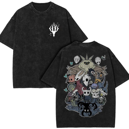 Hallow Knight Hollow Ghost Silksong shirt, Gamer Unisex tee, Emo Goth Dark Fantasy Bug Knight T Shirt, Vintage Gamer Streetwear Apparel