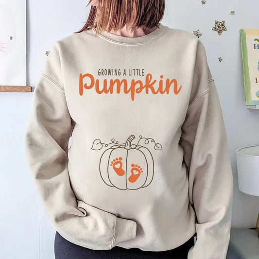 Halloween Pregnancy Reveal Sweatshirt, Growing A Little Pumpkin Shirt, Halloween Maternity Sweatshirt, Halloween Pregnant Shirt, Fall Pregnancy Announcement Sweater, Baby Reveal Halloween Party Shirt