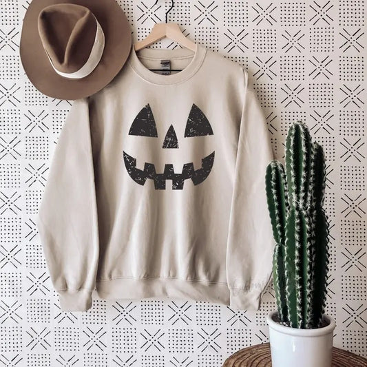 Halloween Pumpkin UNISEX Sweatshirts, Pumpkin Face Sweatshirt, Jack O' Lantern Sweatshirt, Halloween sweatshirt