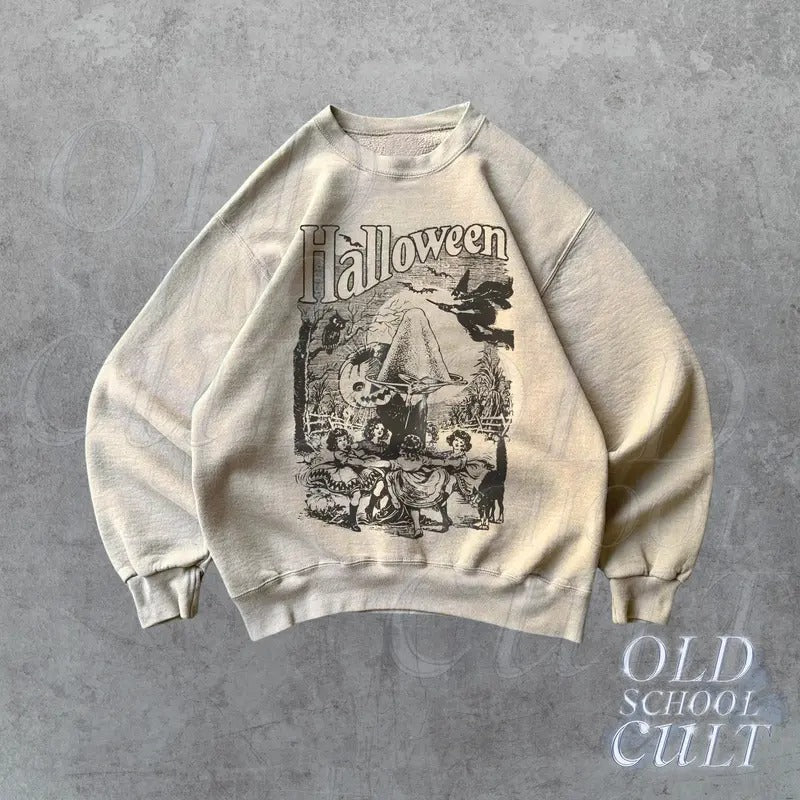 Halloween Spooky Vintage Sweatshirt, Retro Witch Halloween Gothic Sweater, Dark Art Fall Hoodie, Halloween Gifts, Cozy Warm Sweatshirt
