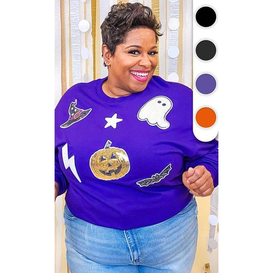 Halloween Things Sequin Graphic Long Sleeve T-Shirt