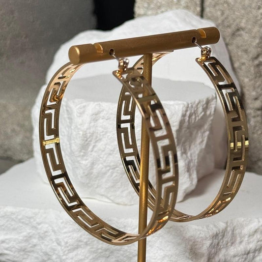 Halo Edge Hoops - Radiant Gold Medium-Sized Delicate Cutout Detailing Ultra-Lightweight Sculptural Airy Versatile Jewelry