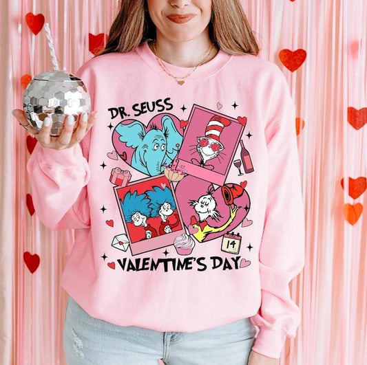 Happy Valentine's Day Dr Seus.s Valentine Sweatshirt , Valentine Book Lover Gifts, Teacher Valentine, Cat In The Hat