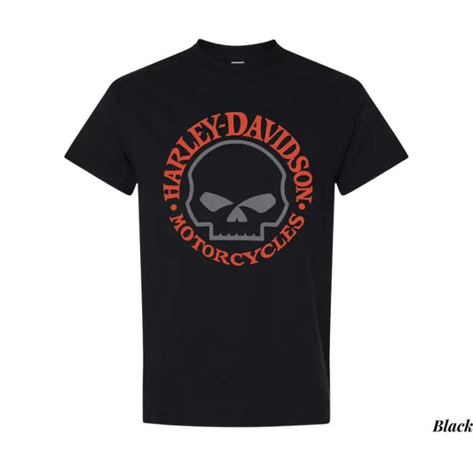 Harley-Davidson Skull T-shirt, Harley Graphic Shirt, Motorcycle Shirt, Cotton Fabric Soft Top Menswear