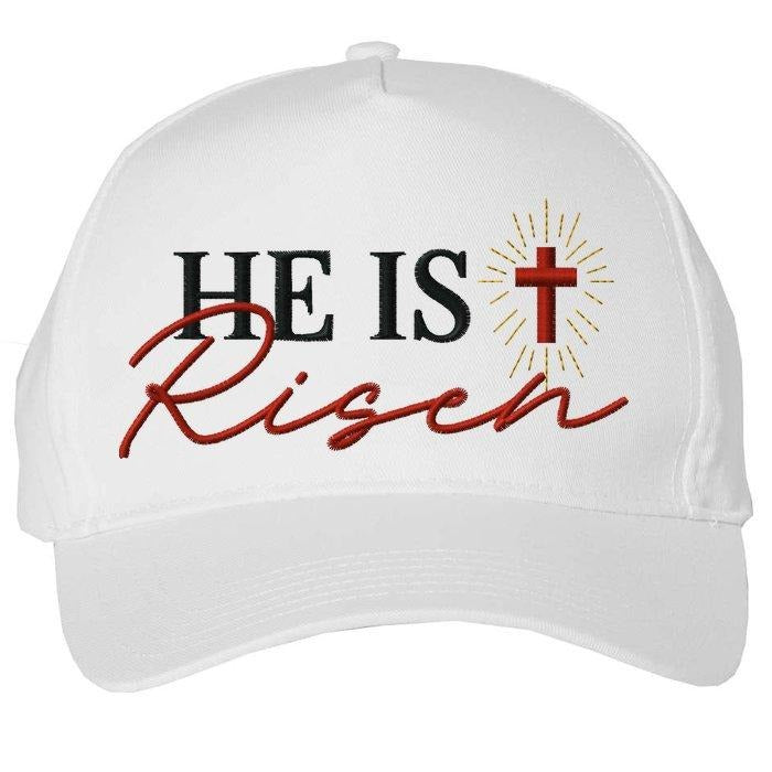 He Is Risen Jesus Christ Christian Faith Easter Embroidered Five-Panel Snapback Cap for Church Events & Everyday Wear