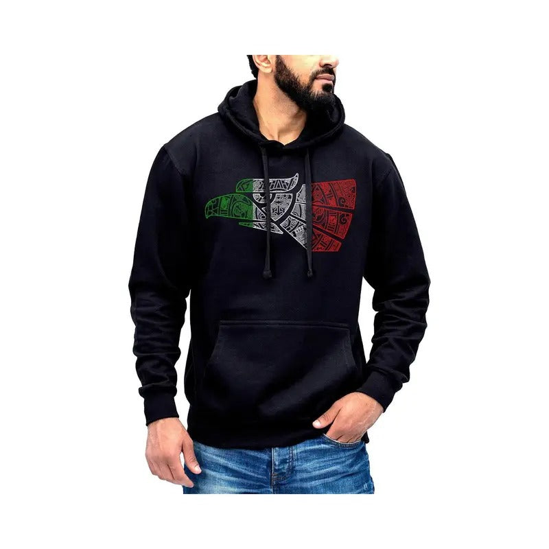 Hecho en Mexico Eagle Aztec Calendar Design Hoodie Cotton Fabric