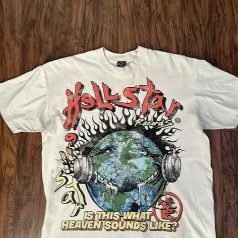 Hellstar Records T-shirt Is This What Heaven Sounds Like Menswear Top