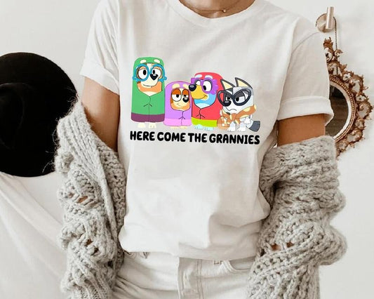 Here Come The Grannies Bluey Shirt, Bluey Birthday Sweatshirt, Bluey Family Shirt, Family Matching Shirt, Trending Women's Shirt.