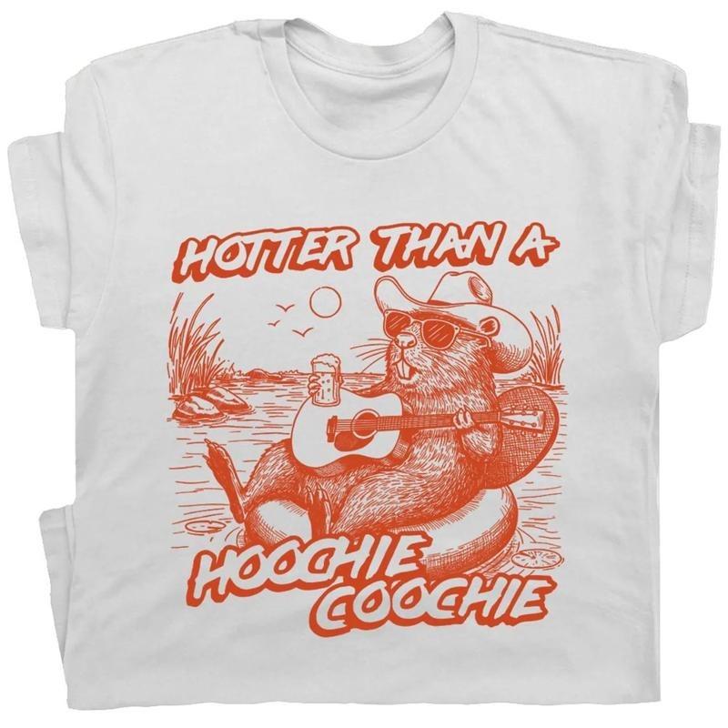 Hoochie Coochie Shirt, Hotter Than A Hoochie Coochie T Shirt, 90s Country Music Shirt for Women Ladies Cute Beaver Shirt Beach Summer Theme