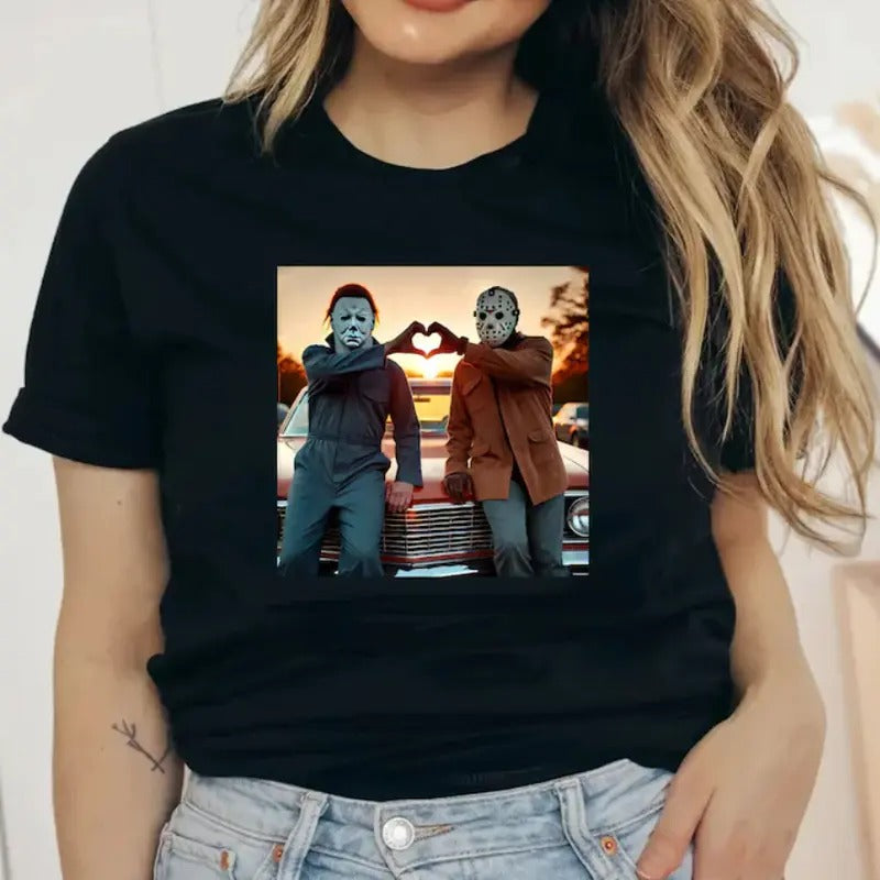 Horror Movies Characters Shirt, Halloween Gifts, Horror Lover Gift,Scary Movie Shirt, Funny Halloween Tee Shirt, Just Waiting for Halloween