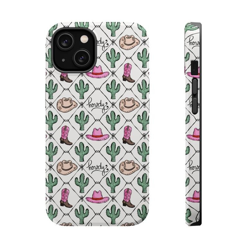 Howdy Phone Case, Pink Bows Phone Case Mag Safe Compatible, Magnetic Tough Cases