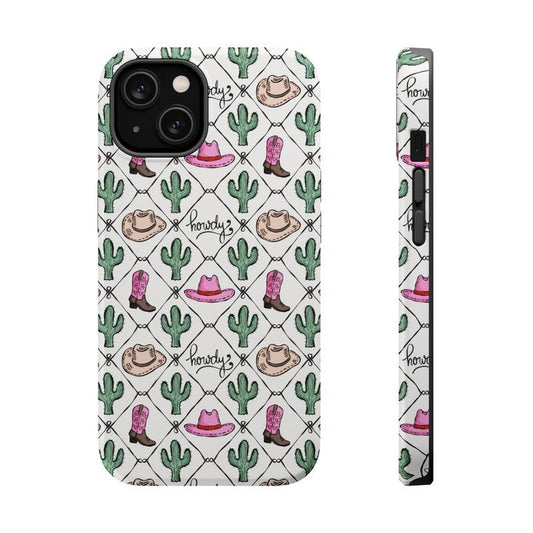 Howdy Phone Case, Pink Bows Phone Case Mag Safe Compatible, Magnetic Tough Cases