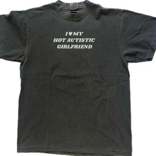 I Love My Hot Autistic Girlfriend T-Shirt, Valentines Day Gift For Couple, I Love My Autistic Boyfriend Shirt, Autism Awareness Month Shirt, Couple Tee