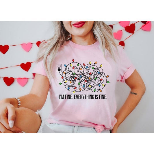 I'm Fine Everything Is Fine Sweatshirt, Christmas Sweatshirt, Sweatshirts Women, Christmas Sweatshirt Women, Christmas Lights  T-shirt, sweater and Hoodie