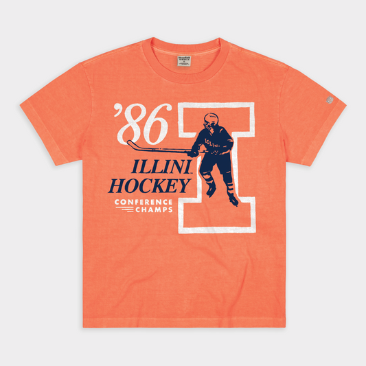 Illinois Fighting Illini 1986 Hockey Vintage Heavyweight Tee Style001