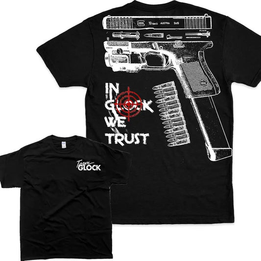 IN GLOCK WE TRUST Tshirt , Double Side - Team Glock, Glock Shirt , For Her - For Him, Design Full Color, T-shirt For Men And Women, Unisex Top