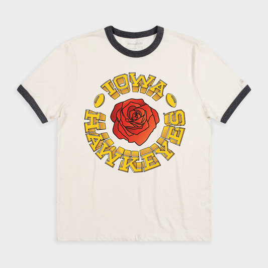 Iowa Hawkeyes Vintage Roses Ringer Tee