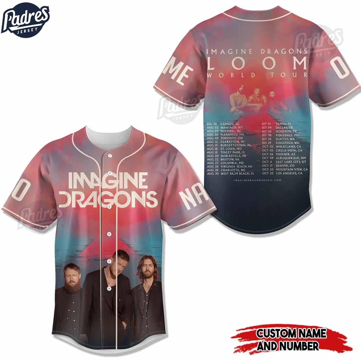 Imagine Dragons Loom World Tour Custom Baseball Jersey - Padres Jersey Oasis: Elevate Your Baseball Style Game