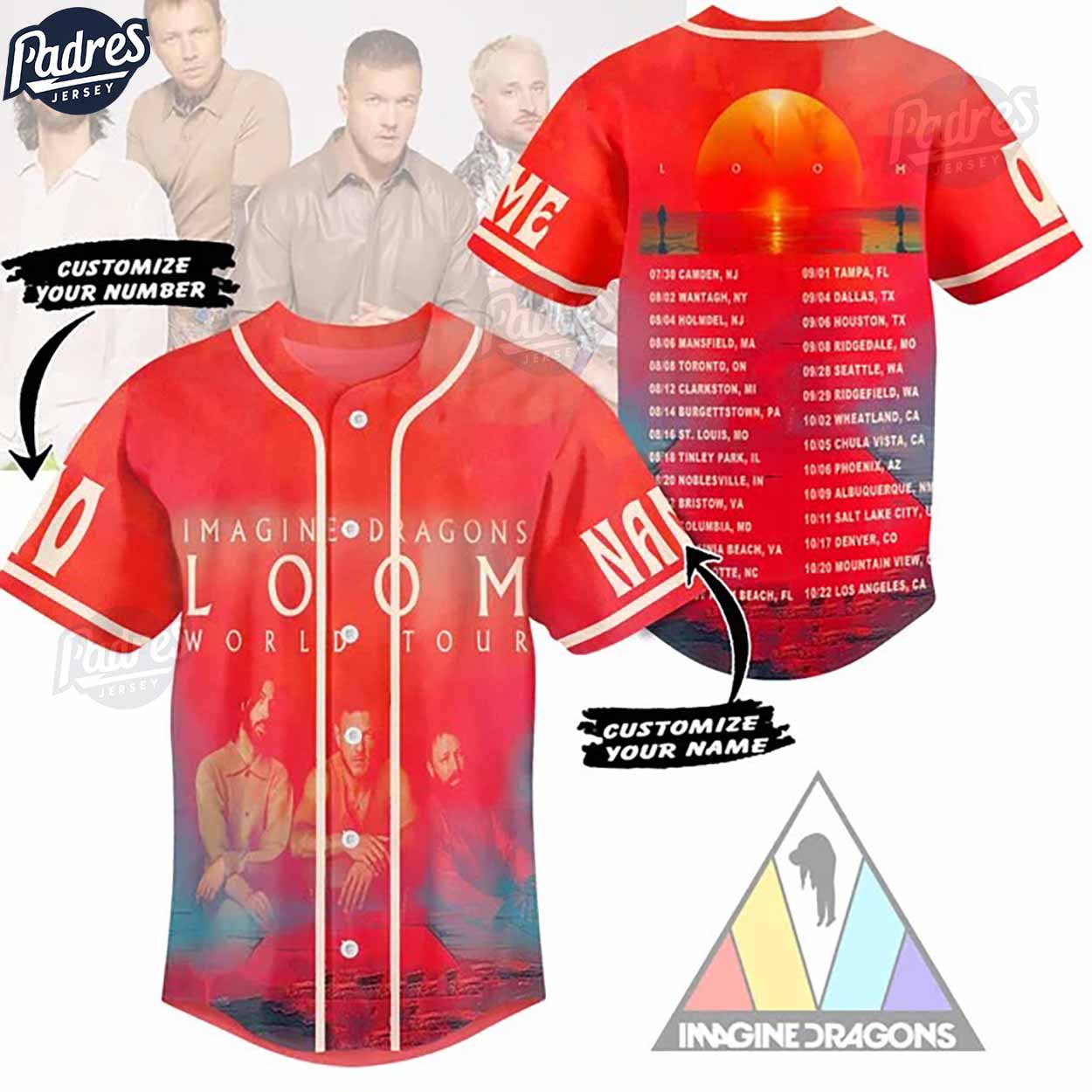 Imagine Dragons Loom World Tour Custom Red Baseball Jersey - Padres Jersey Oasis: Elevate Your Baseball Style Game