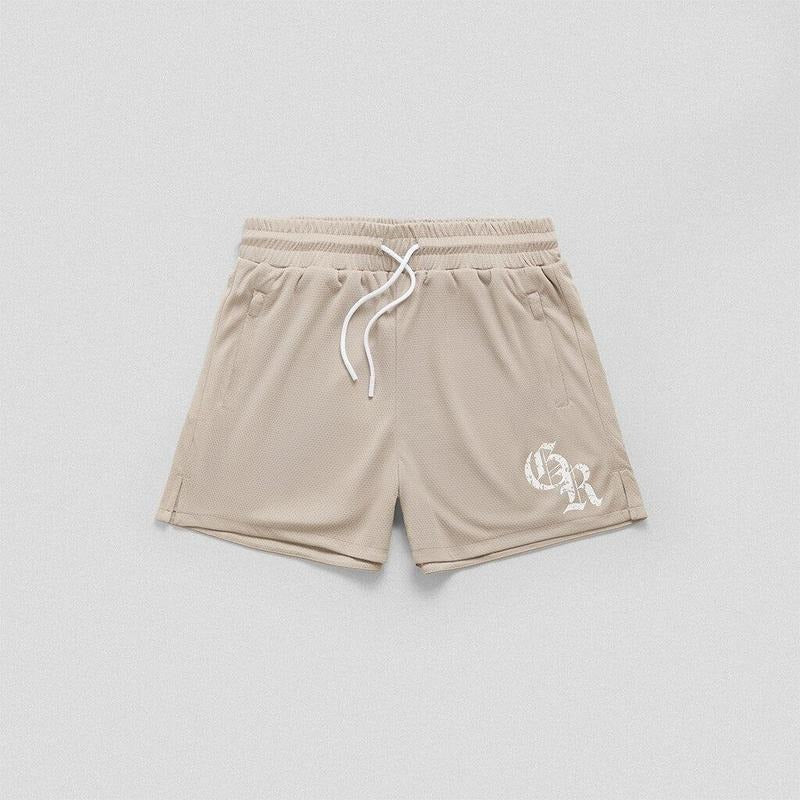 Initial Shorts - Khaki Elastic Menswear Pocket Gym