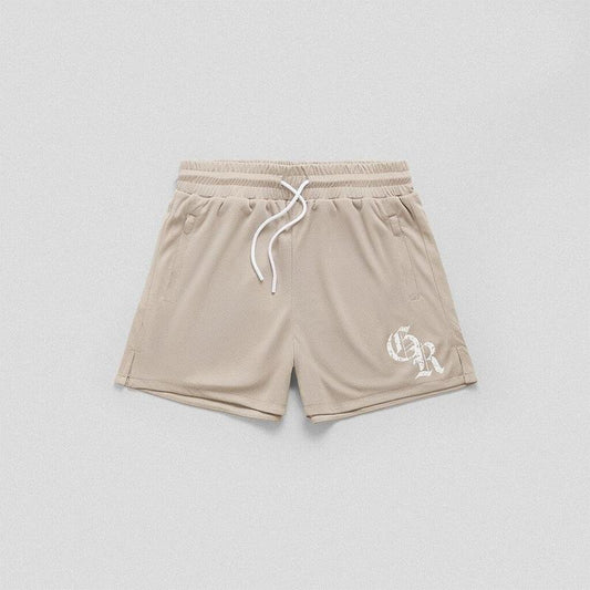 Initial Shorts - Khaki Elastic Menswear Pocket Gym