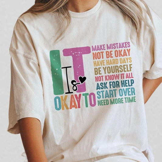It's Okay To Make Mistakes T-Shirt, Mental Health Matters Shirt, Mental Health Awareness, School Counselor Tee, Special Education Shirt, SPED Teacher Tee, Love Yourself Tee, You Matters, Inspirational Shirt, Motivational Women Topstyle{n002}2
