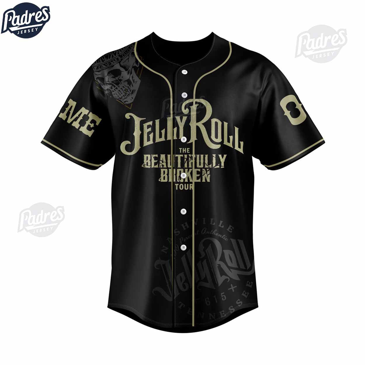 Custom Jelly Roll The Beautifully Broken Tour 2024 Baseball Jersey - Padres Jersey Oasis: Elevate Your Baseball Style Game