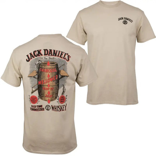 Jack D Whisky Barrel Front and Back Print T-Shirt