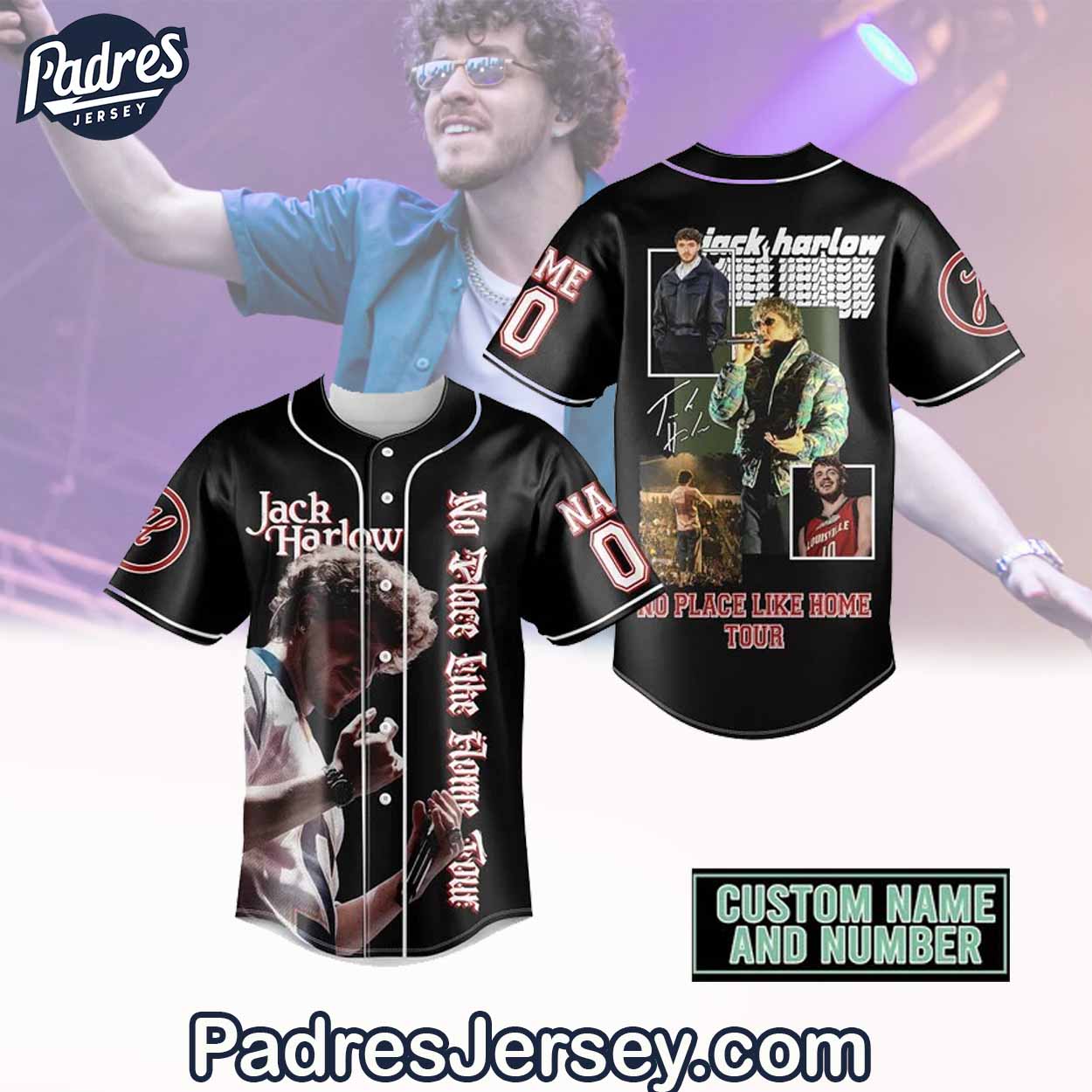 Jack Harlow No Place Like Home Tour Baseball Jersey - Jack Harlow Tickets 2024 - Padres Jersey Oasis: Elevate Your Baseball Style Game