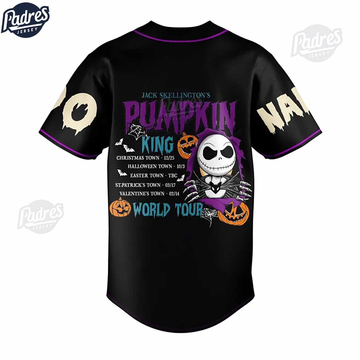 Jack Skellington Pumpkin World Tour Custom Baseball Jersey - Padres Jersey Oasis: Elevate Your Baseball Style Game