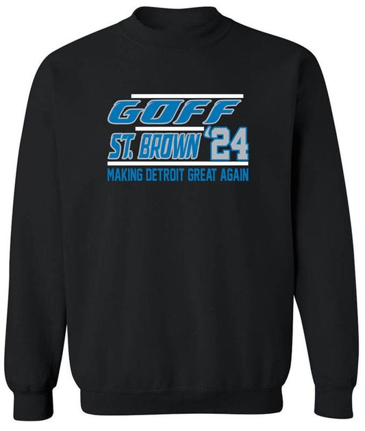 Jared Goff Amon-Ra St. Brown Lions 2024 Sweatshirt