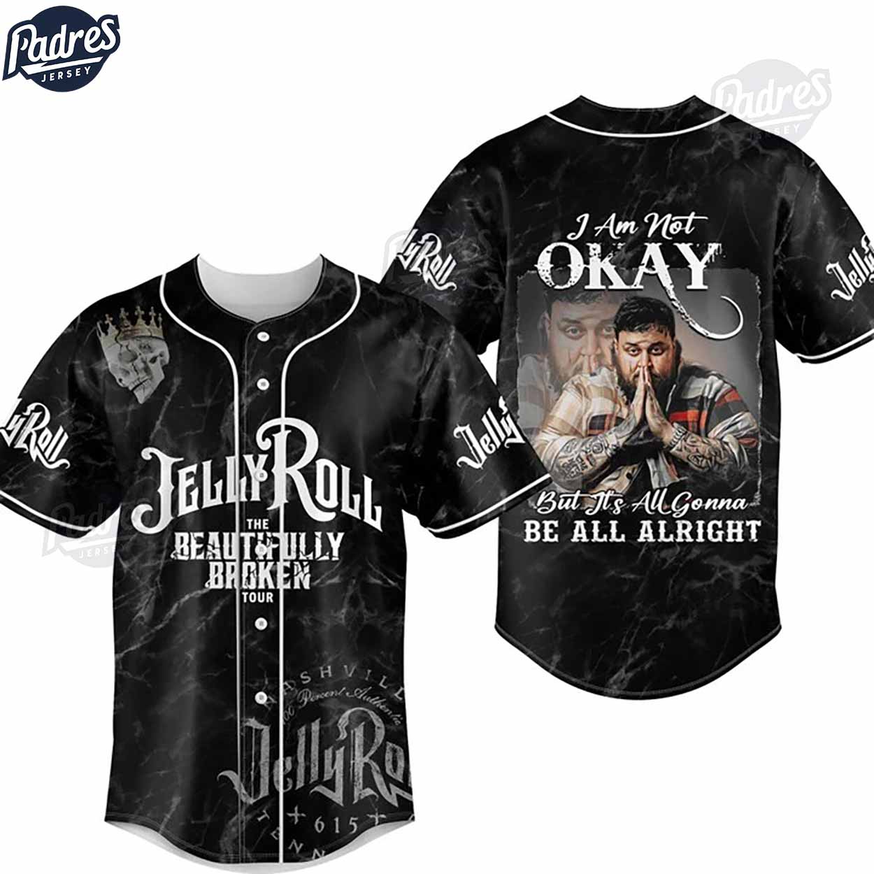 Jelly Roll The Beautifully Broken Tour Baseball Jersey For Lovers - Padres Jersey Oasis: Elevate Your Baseball Style Game