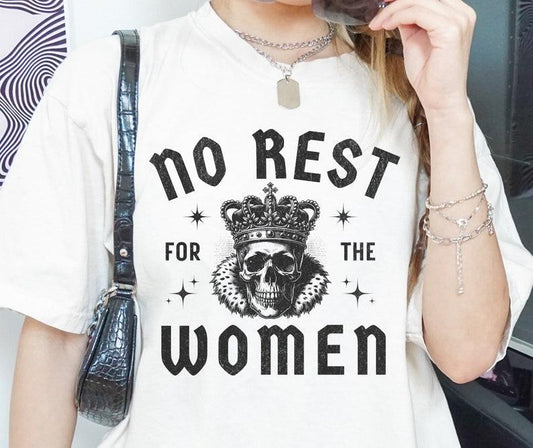 Jessie J Ross No Rest for the Women T Shirt, Rocker Death Metal Feminist Tee, Retro Vintage Graphic Skull Shirt, Unisex Oversized Tee, Unisex Graphic Tee, Smooth Fabric, Aesthetic Streetwear Vibe