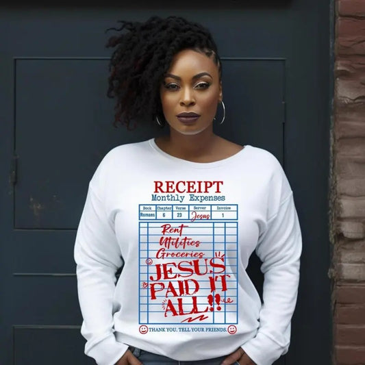 Jesus Paid It All Shirt, Christian Shirt Design Shirt, DTF Christian Shirt, Guest Check Shirt, Soft Fabric, Feels Great All Day