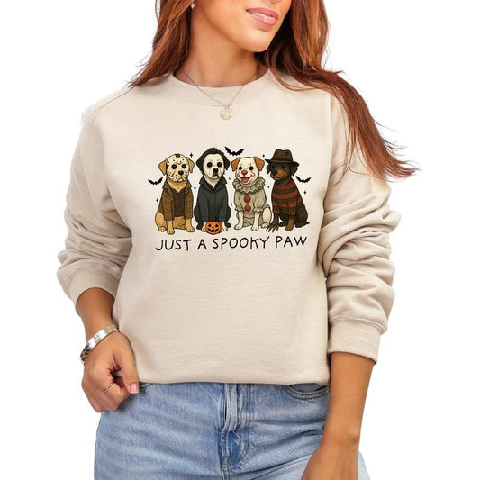 Just a Spooky Paw Halloween Unisex T-Shirt, Cute Dog Holiday Graphic Tees for Women & Men, Oversized Tees,  Autumn Wear