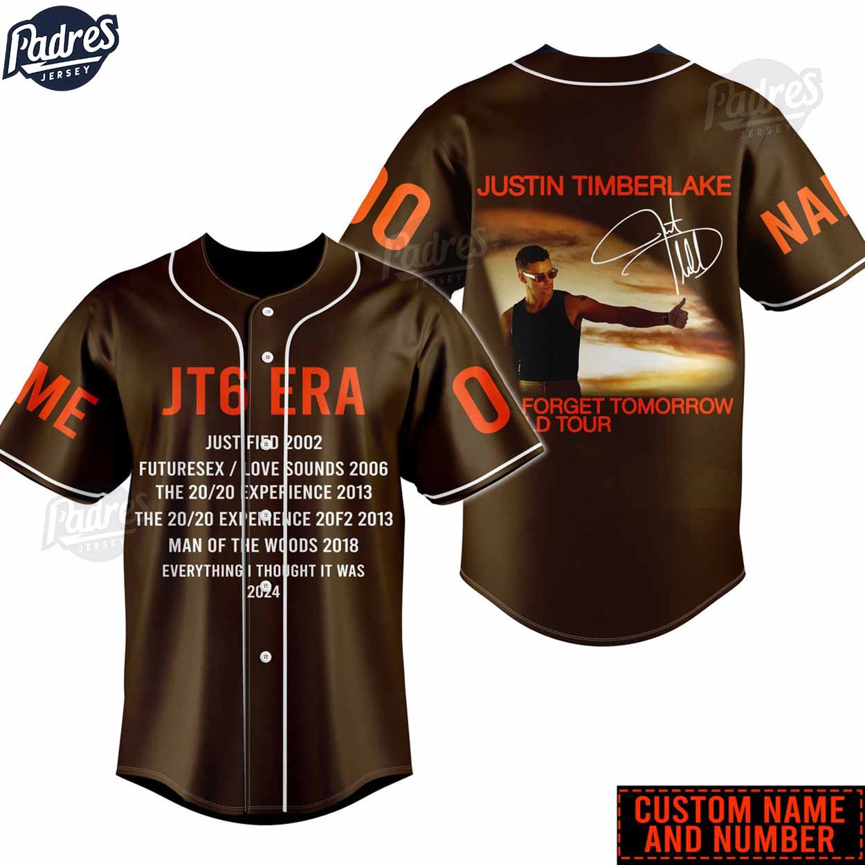 Justin Timberlake The Forget Tomorrow World Tour 2024 Custom Baseball Jersey - Padres Jersey Oasis: Elevate Your Baseball Style Game