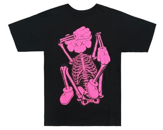 KAWS Skeleton New Fiction T-Shirt Pink 2021 (KAWS-SS02) Men's Size S-XXL