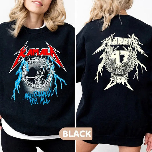 Kamala Harris Rock Style 2 Side Shirt, Kamala And Equality For All, Election 2024, Women Right Shirt Sweatshirt, Hoodie, Vote Shirt