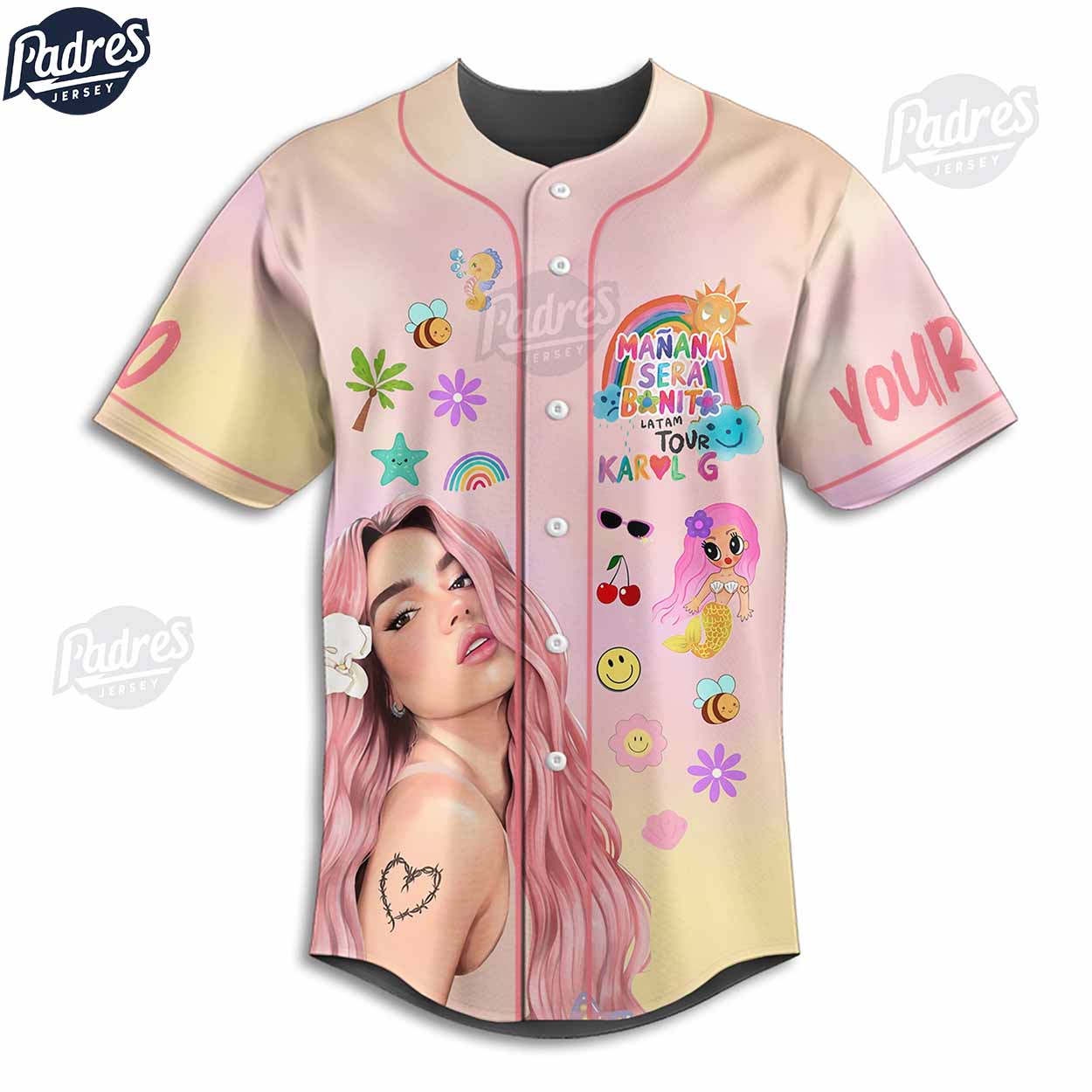 Karol G Tour 2024 Custom Baseball Jersey Womens - Padres Jersey Oasis: Elevate Your Baseball Style Game