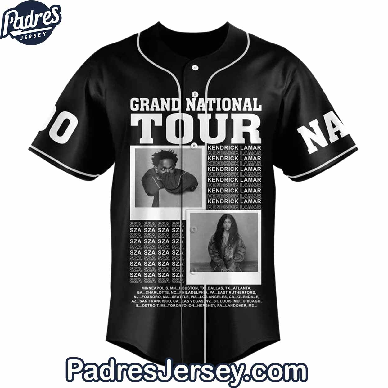 Kendrick Lamar And SZA Grand National Tour 2025 Baseball Jersey Outfit - Padres Jersey Oasis: Elevate Your Baseball Style Game