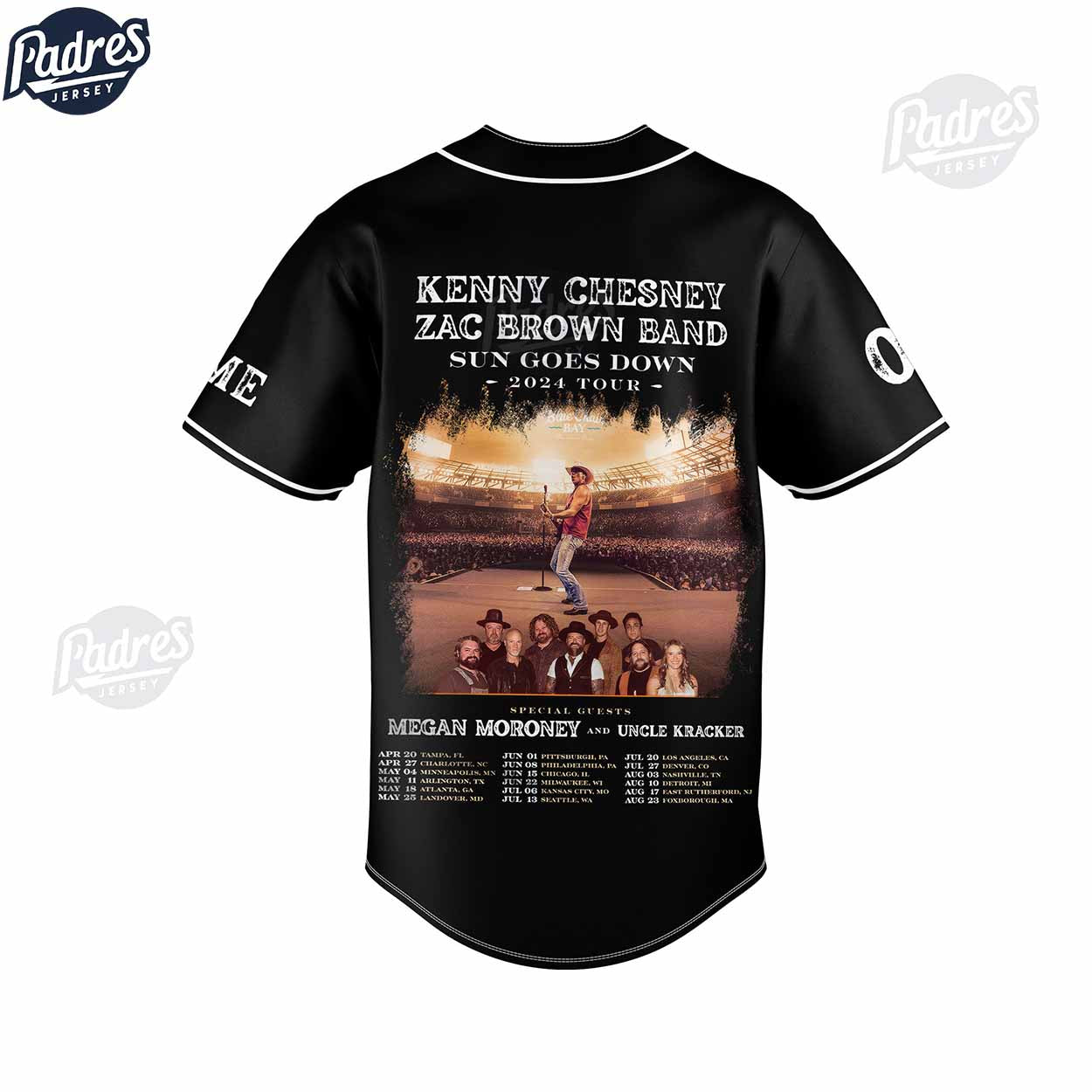 Kenny Chesney Zac Brown Tour 2024 Custom Baseball Jersey - Padres Jersey Oasis: Elevate Your Baseball Style Game