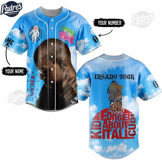 Kid Cudi Insano Tour Custom Baseball Jersey - Padres Jersey Oasis: Elevate Your Baseball Style Game