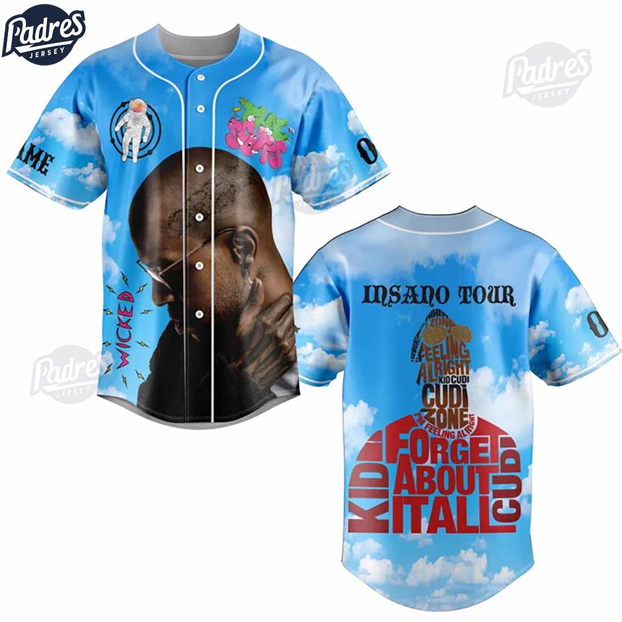 Kid Cudi Insano Tour Custom Baseball Jersey - Padres Jersey Oasis: Elevate Your Baseball Style Game